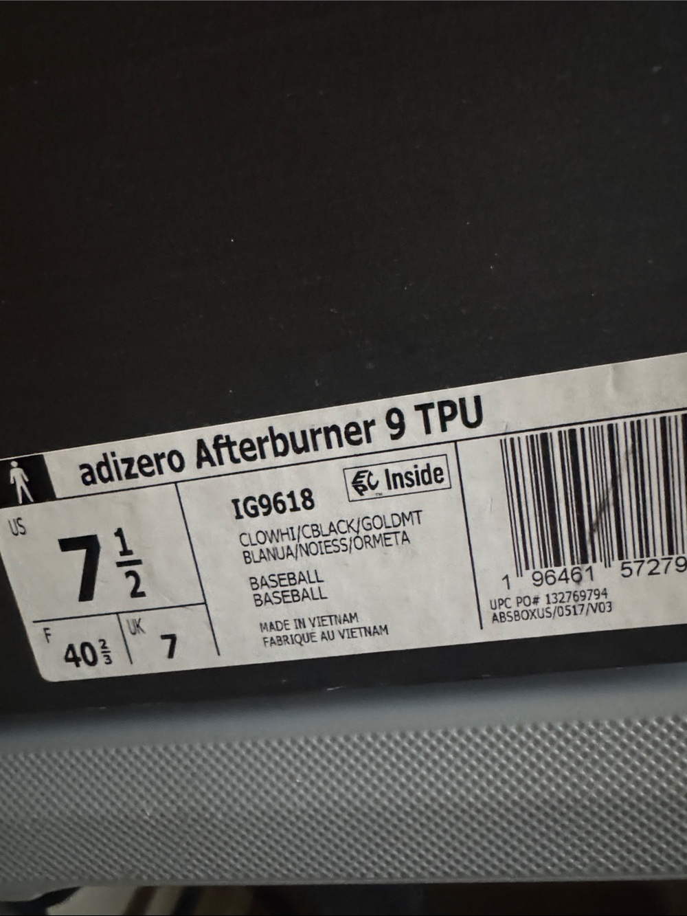 adidas adizero Afterburner 9 TPU Cleats - Black with Gold Accents